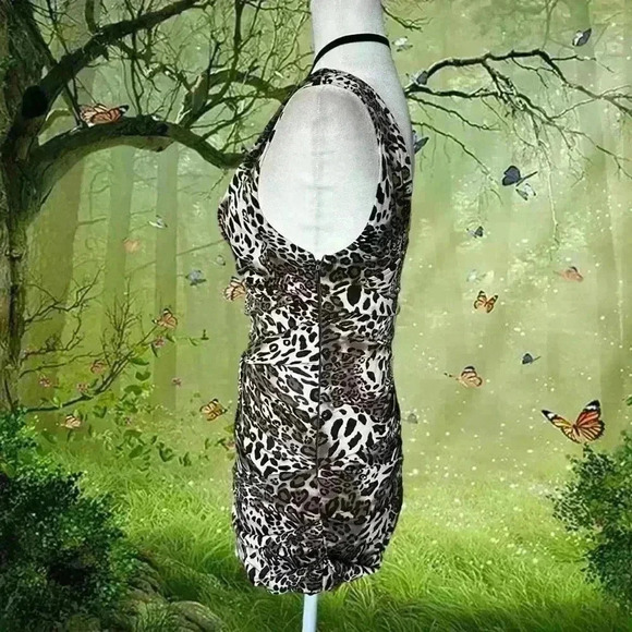 Y2k 90s Cheetah Print Bodycon Mini Dress Size L By Wet Seal - Picture 4 of 7